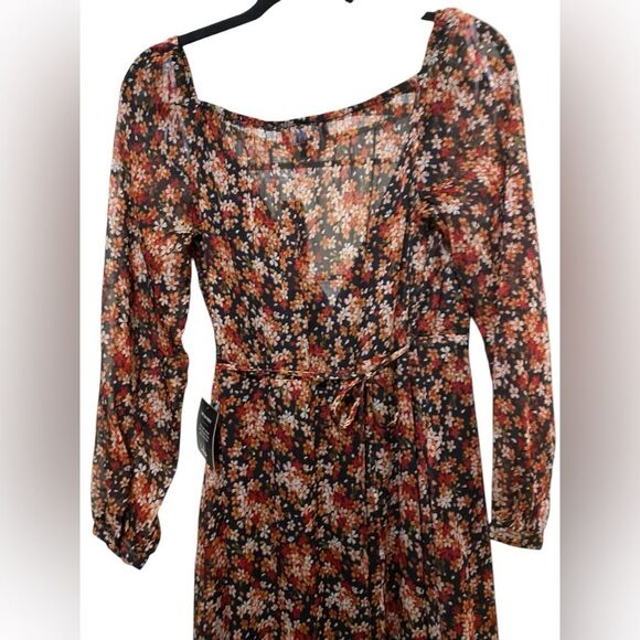 LuLus True To Love Chiffon Wrap Maxi Dress Black Floral Fairy Dark Romantic Chic - Picture 10 of 16